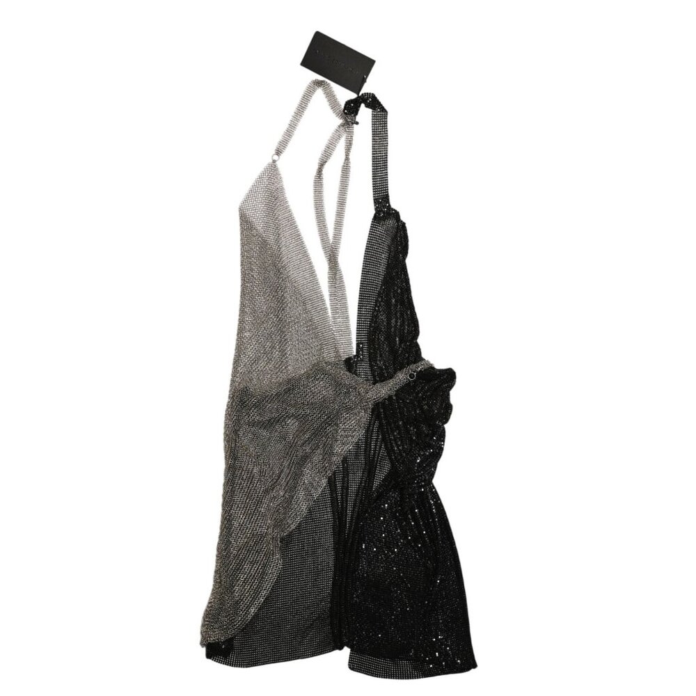 Fannie Schiavoni Metal Mesh Dress in Black Silver